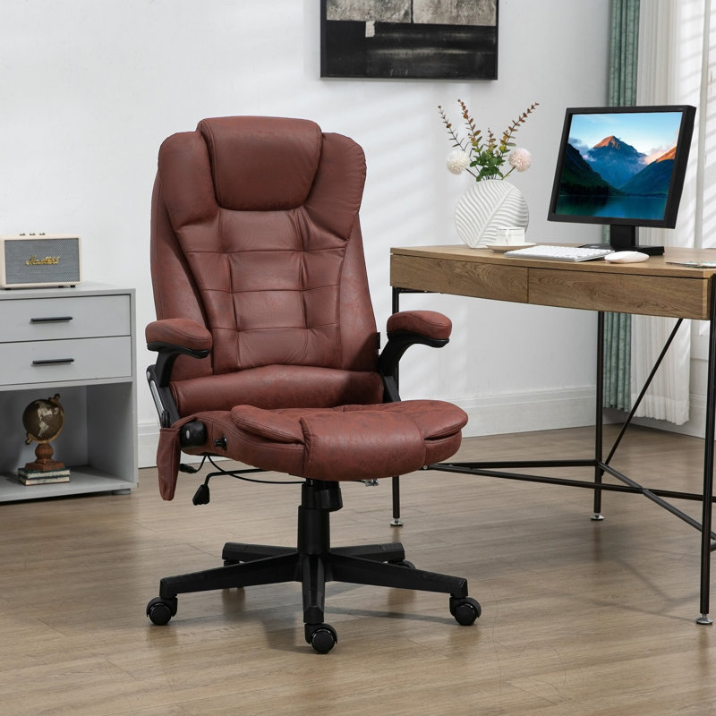 6 Point Vibrating Massage Office Chair with Heat Red Barrel Studio Upholstery Color Brown